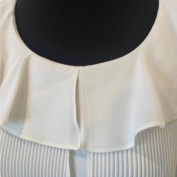 Love Field 70s Chiffon Flowing, Ruffle Ivory Dress, Size 8 - Picture 4 of 5